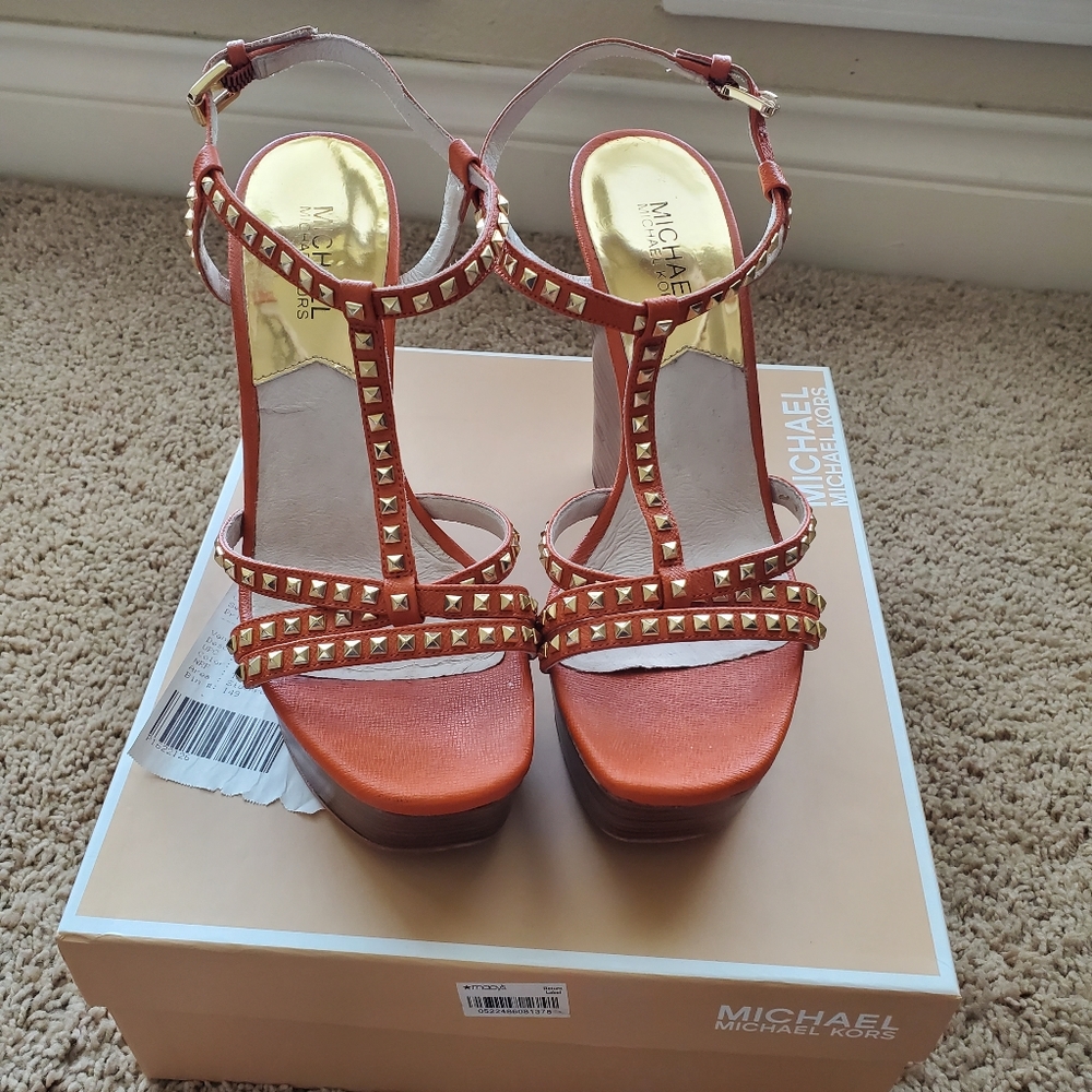 Michael Kors Wedge Gold Studded Sandal